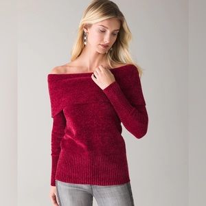 White House Black Market Off-The-Shoulder Chenille Sweater